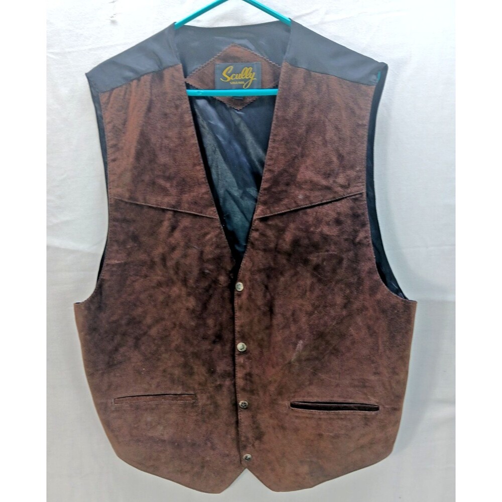 Scully 504 Mens 2XL Brown Suede Leather Western Vest Cowboy Rodeo USA